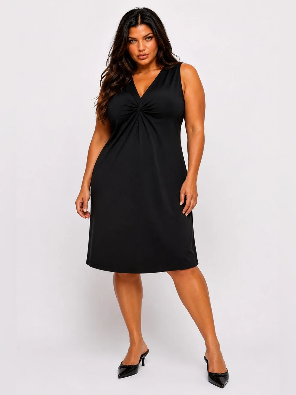 Alfani Black Sleeveless Twist-Detail Tunic Top